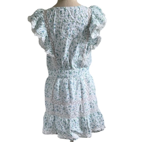 LOVESHACKFANCY ROBERTA DITSY FLORAL RUFFLE LACE MINI DRESS SIZE LARGE - Picture 7 of 15